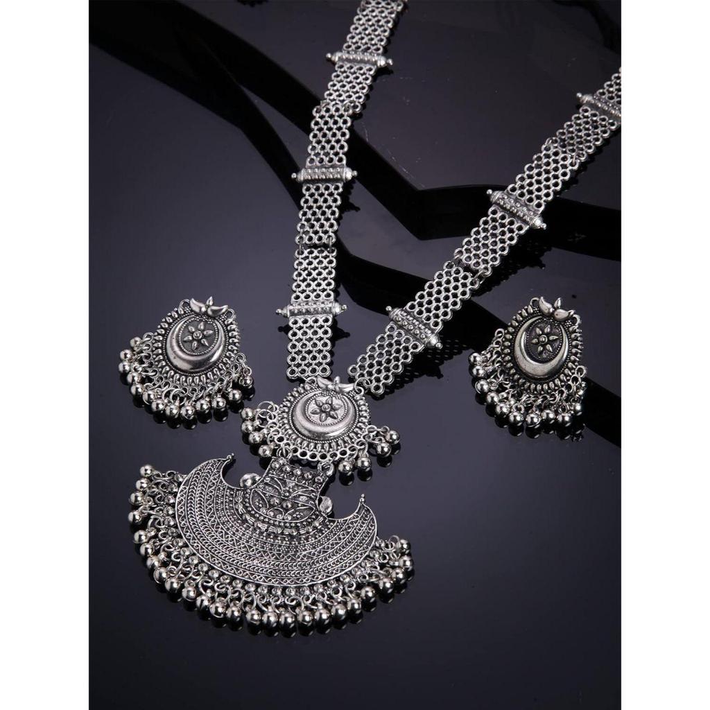 Shining Diva Fashion Последний стильный традиционный набор украшений из окисленного серебра для женщин