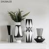 Nordic Creative Black and White Ceramic Vase Abstract Style Flower Arrangement Flower Retro Classic Home Craft Ornament