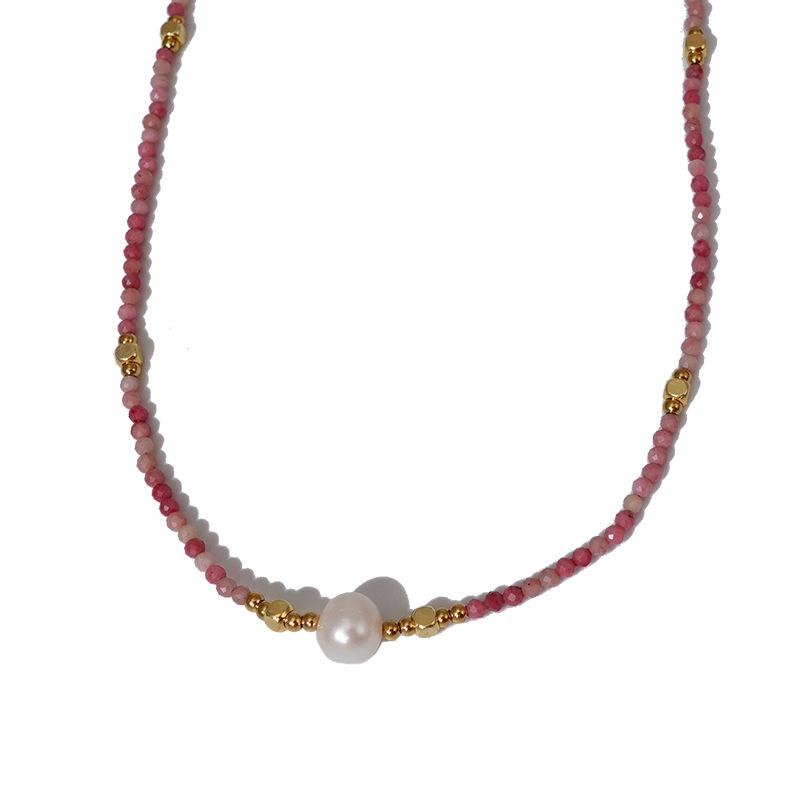 Red Stone Necklace, Freshwater Pearl Sweater Chain, Accessories, New Atmosphere, Medieval Collarbone Chain Women