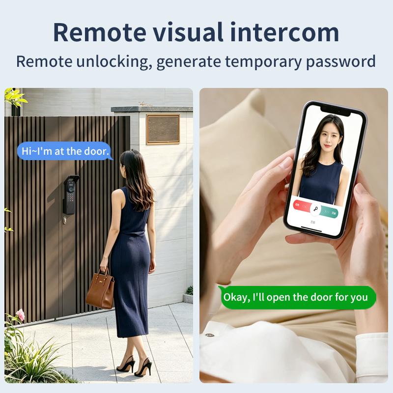 Outdoor Waterproof Tuya Smart Fingerprint Gate Lock with Face Recognition Doorbell Video Intercom RFID Card Digital Code Entry
