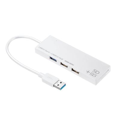 USB-концентратор Sanwa Supply с кардридером 3.1 + 2.0 (белый) USB-3HC316WN