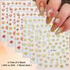 3 to 30 Sheets Autumn Maple Leaves Nail Stickers 5D Embossed Gold Foil Fall Leaf for Nails, Self-Adhesive DIY Manicure Art