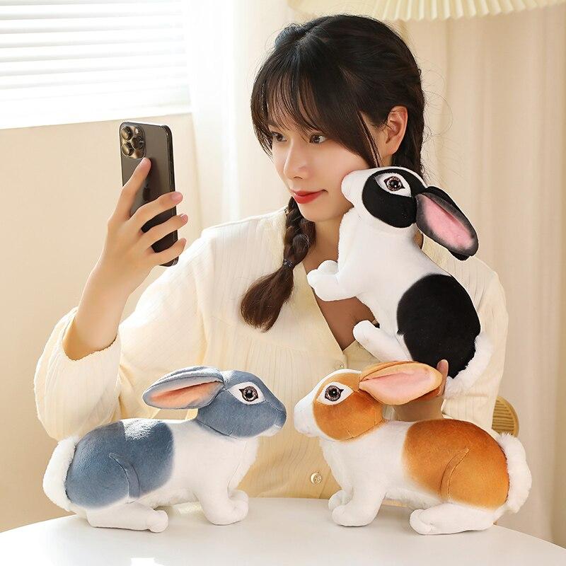 Cute Rabbit Plush Toys Simulation Wild Rabbit Dolls Stuffed Soft Cartoon Animal Pillow Nice Home Decoration Gift