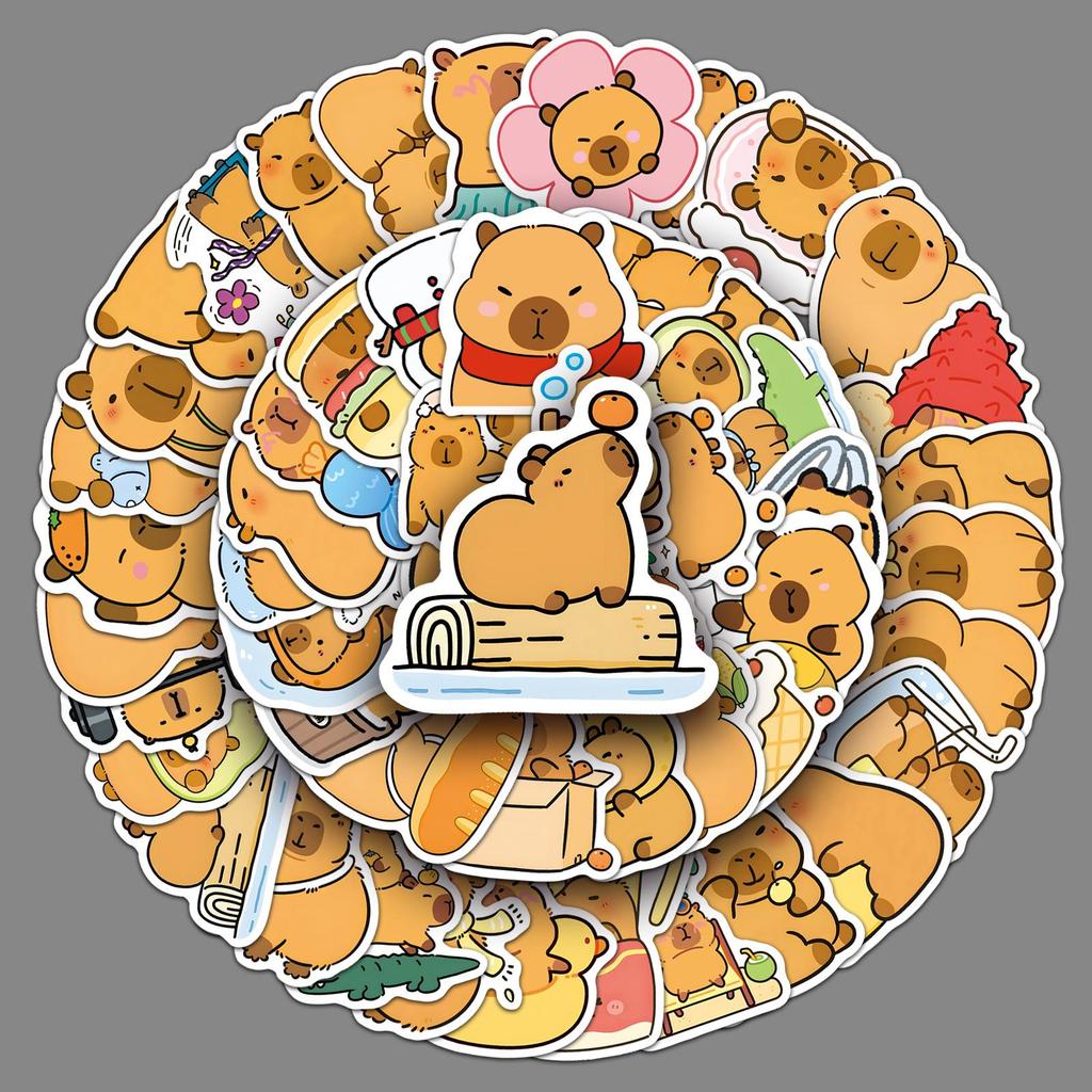 50 Capybara Graffiti Stickers: Cute Cartoon Animal Designs for Decorating Cups & Phones
