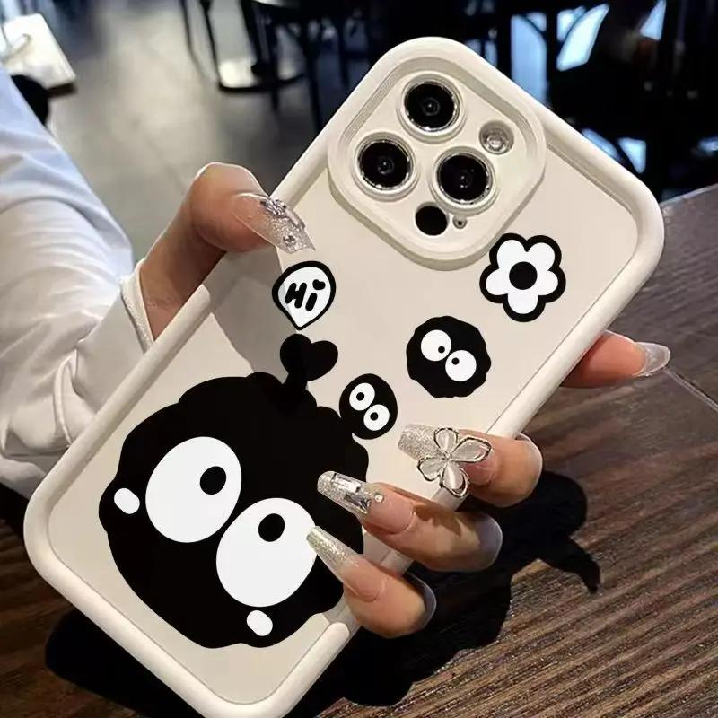 Мультяшный чехол для телефона с большими глазами для iPhone 15 14 11 12 13 Pro Max X XR XS Max 7 8 14 15 Plus SE2020 Роскошный матовый мягкий силиконовый чехол