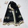 New Simple Bee Pattern Scarf for Women High End Double-sided Pattern  Versatile Warm and Thickened Shawl Korean Style Shawl
