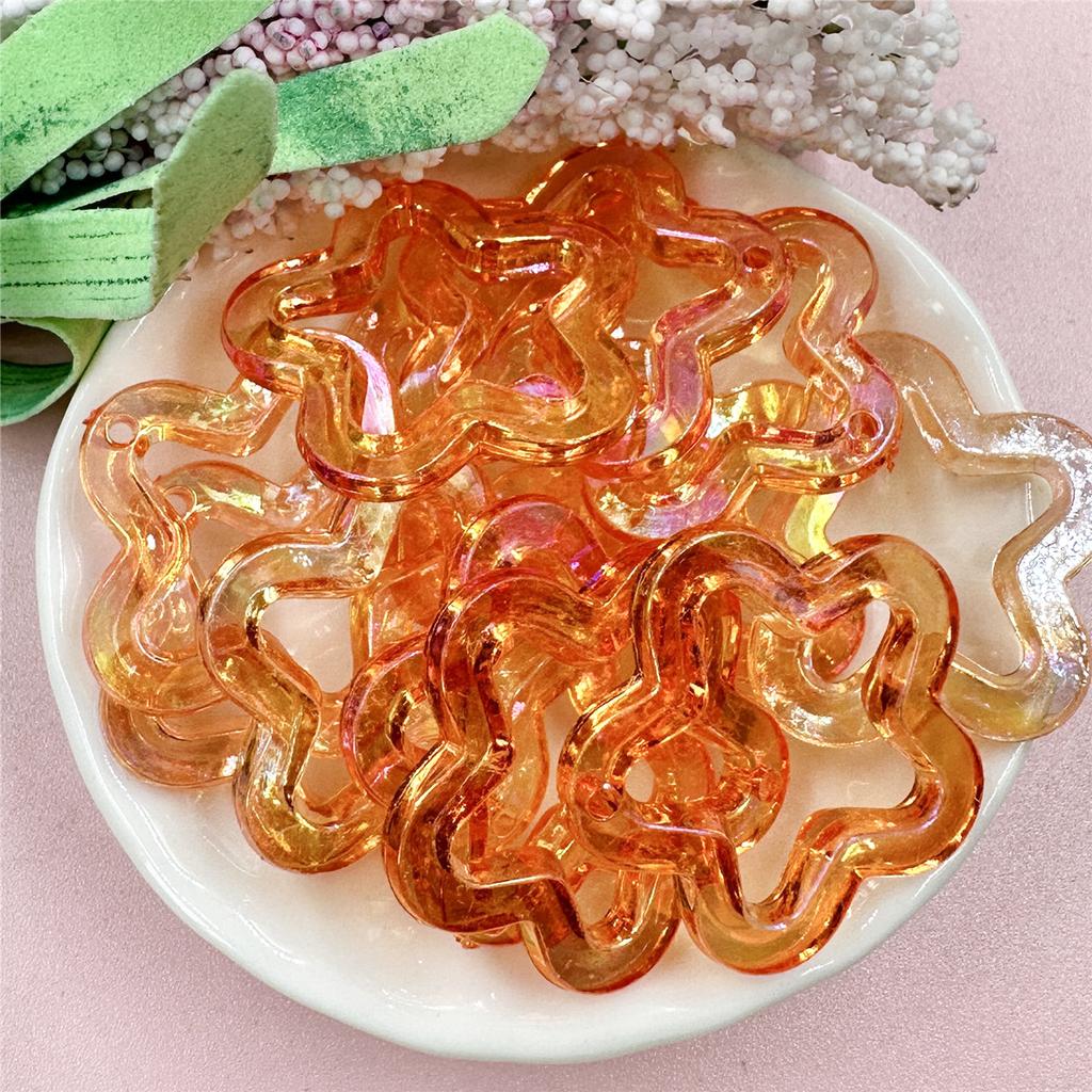 Бусины-пентаграммы, ожерелье «сделай сам», материал из бисера, 29,6 мм, ювелирные аксессуары, акрил, 20 шт., модные бусины со звездами, лазерные выдолбленные