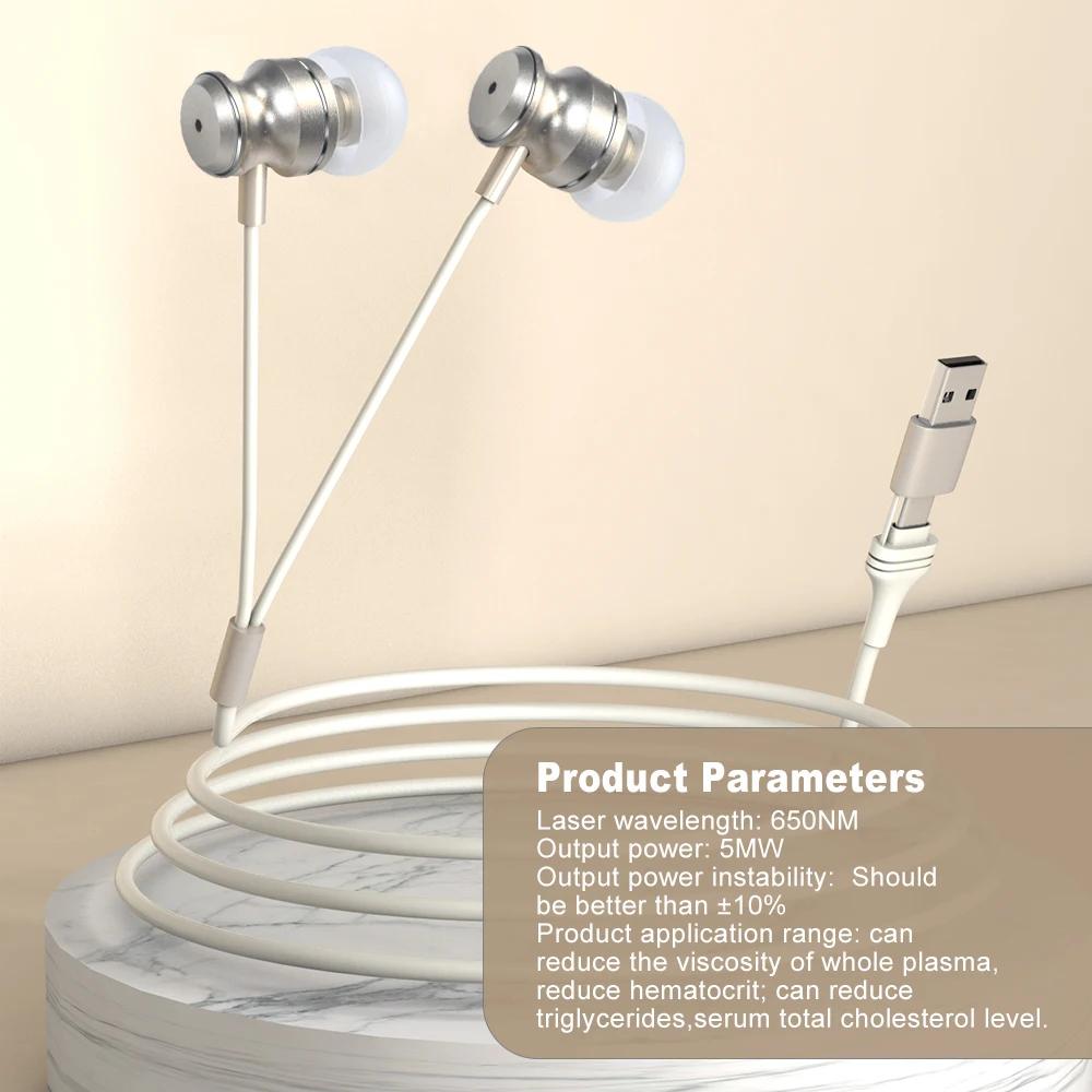 Portable 650nm Red Light Ear Comfort Device Rechargeable Adjustable Intensity for Personal Relaxation and Ear Care Home Use