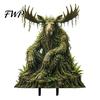 Storybook Style Patio Ornament Woodland Spirit Garden Stake, Forest Animal Yard Decor, 3D Rustic Stake Statue for Fairy Planter & Outdoor Display