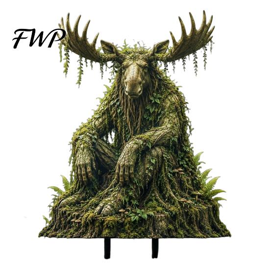 Storybook Style Patio Ornament Woodland Spirit Garden Stake, Forest Animal Yard Decor, 3D Rustic Stake Statue for Fairy Planter & Outdoor Display