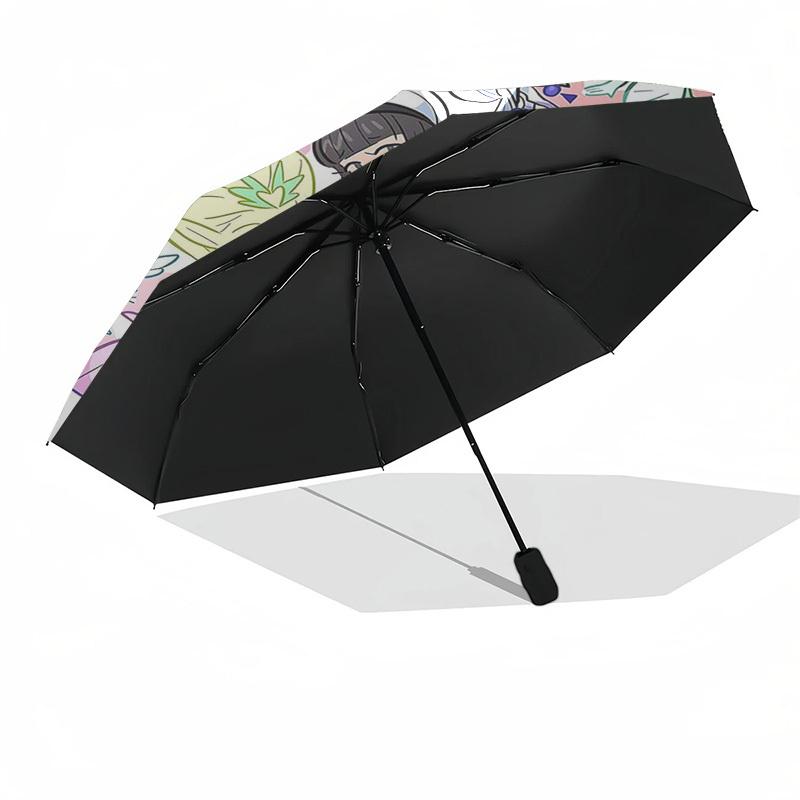 1pc Outdoor Umbrella with Chibi Characters | Automatic Opening & Closing | Portable 3-Fold Design | 8-Rib Iron Frame | Perfect Gift for Fans, Tra