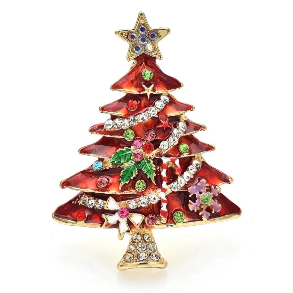 Set with Diamonds Colorful Christmas Pins Enamel Brooch Pin Gifts Christmas Tree Brooches