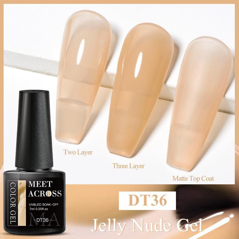 MEET ACROSS 1 Bottle 7ml Jelly Amber Gel Polish Translucent Jelly Nail Gel Manicure UV LED Semi Permanent Soak Off Nail Polish