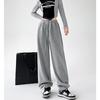 Women's Black Gray Sweatpants High Elastic Waist Casual Sport Pants Loose Full Length Wide Leg Female Trousers Streetwear