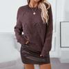 Women's Sweater Autumn and Winter Solid Color Pullover Cable Crew Neck Chunky Sweater