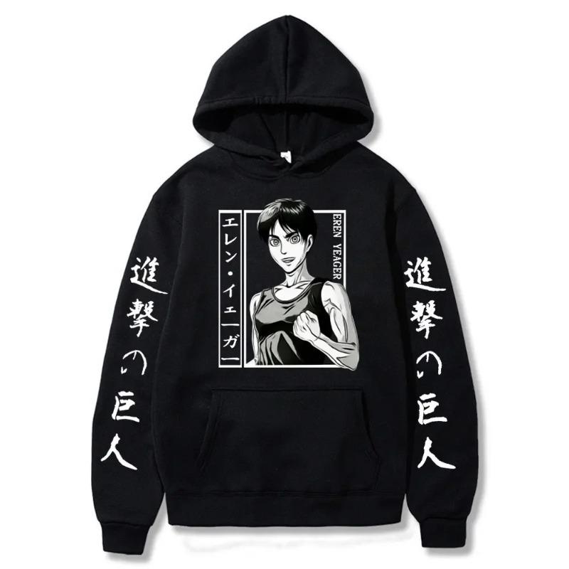Атака Титанов Аниме Новая Толстовка Осень Зима Повседневные Теплые Толстовки Мужские Японское Аниме Эрен Йегер Свитшот