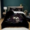 Skull Duvet Cover Queen Size Gothic Skeleton Bedding Set Rose Flower Polyester Comforter Cover For Kids Teens Adults Halloween