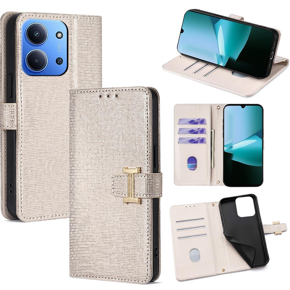 For Xiaomi Redmi 15C 4G (Global) (171mm)/Poco C85 4G (171mm) Case Metal I-Buckle PU Leather Wallet Phone Cover