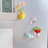 5-14pcs/Set Mini Ceramics Vase Fridge Magnets Label Mini Bonsai Magnet Button Potted Simulation Flower Vase Refrigerator Message