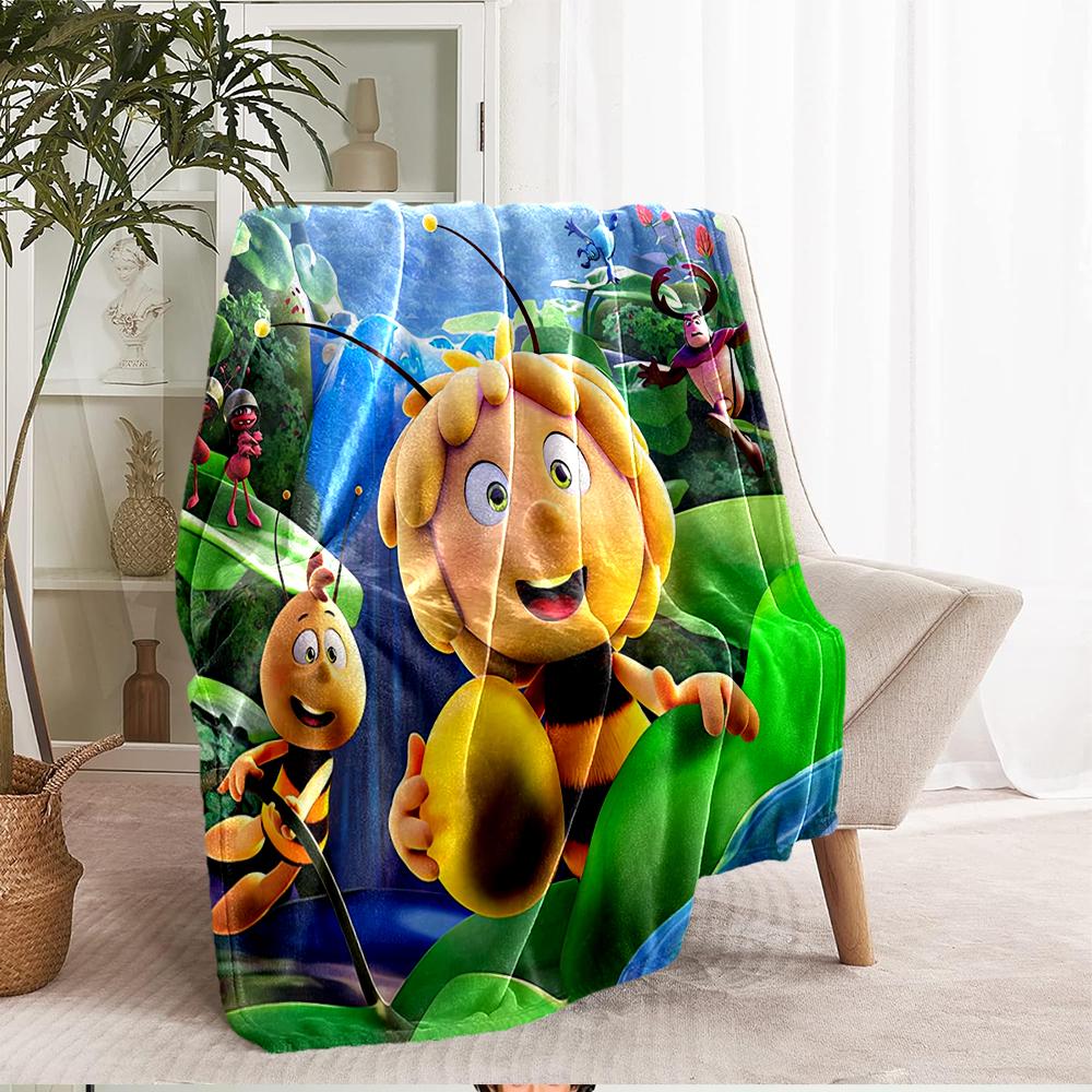 Maya the Bee Theme Printed Blanket - Perfect for Couch, Bed, Travel & Outdoor Use | Machine Washable, Cozy & Durable.