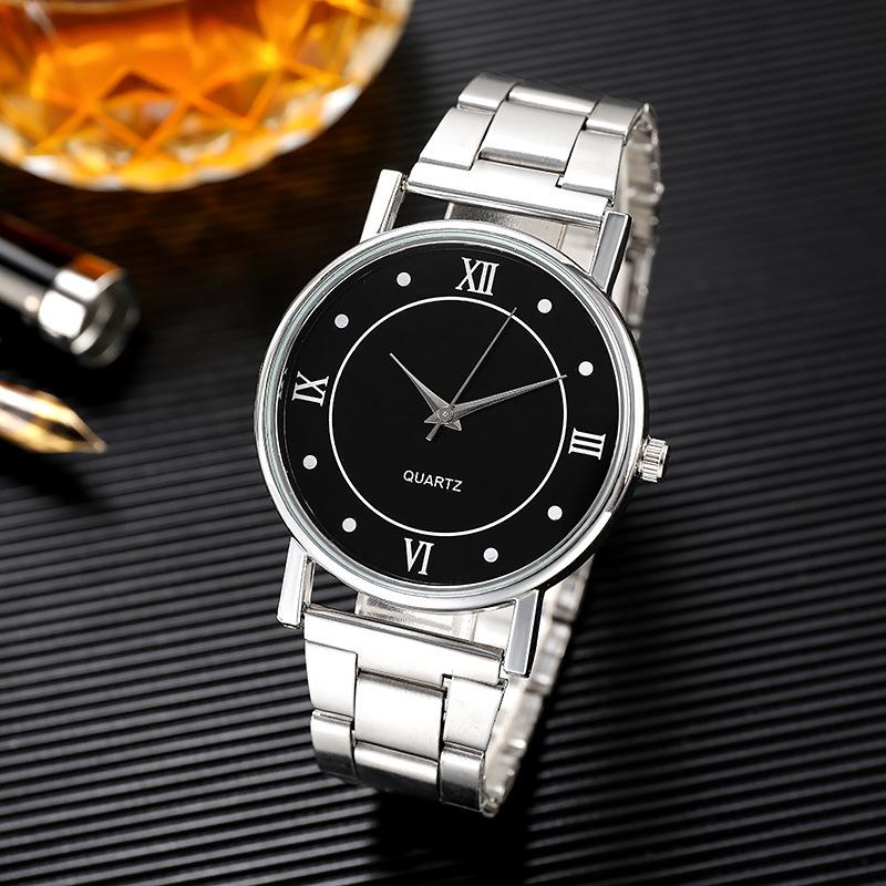 Steel Band Quartz Watch Men's Business Thin Crystal Wrist Watch