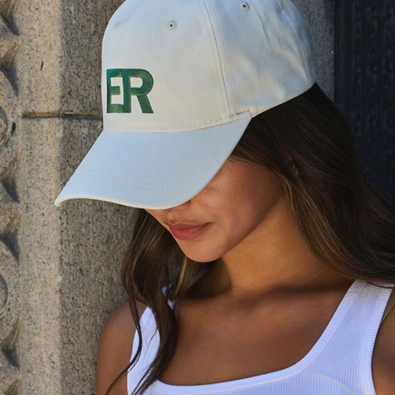 ERER Embroidered ER Logo Artwork Baseball Cap Ivory