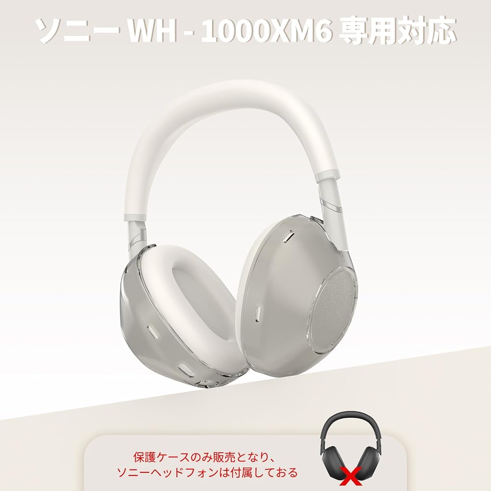 Hard TPU Earpad Protector Set for Sony WH-1000XM6 - Impact Resistant & Stain Resistant, Clear Material, Includes Cleaning Cloth, Available in 4 Colors