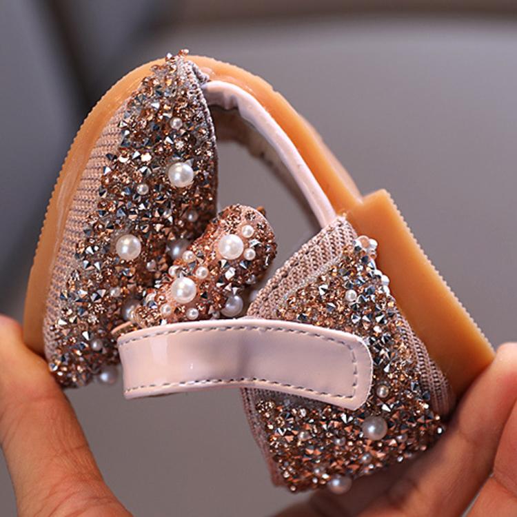 Princess Shoes Children Casual Colorful Crystals High Heels Bow Girl's Dancing Shoes