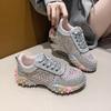 Fashion Women's Sport Shoes Crystal Sneakers Casual Flats Platform Shoes Woman 2025 Designer Brand Hiking Running Shoes Mujer Sandalias