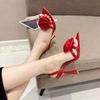 Eilyken Уличный стиль Летние женские босоножки с цветочным принтом Сексуальные модные туфли с острым носком на высоком каблуке Свадебные туфли для стриптиза