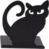 2pcs Black Decorative Cat Bookend 4.72x4.37x5.87in Book Organizer  Office Desk