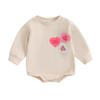 Baby Girls Sweatshirts Rompers Valentine's Day Clothes Heart Embroidered Crew Neck Long Sleeve Toddler Bodysuits
