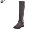 Новые модные черные сапоги до колена из искусственной кожи с теплым плюшем ручной работы, высококачественные классические женские ботинки 559