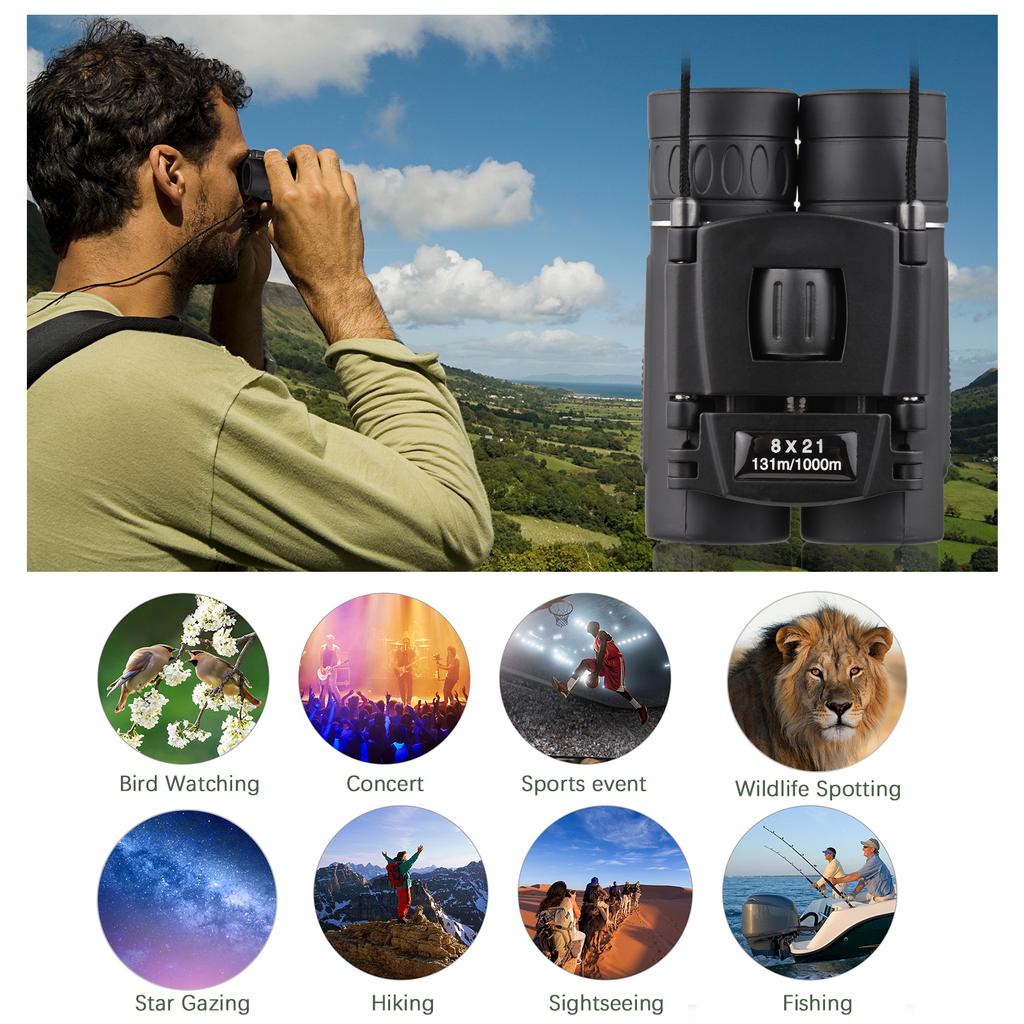 Lightweight Mini Binoculars Foldable Pocket Binoculars for Adults Kids Bird Opera Watching