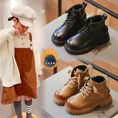 Осенние и зимние хлопковые ботинки для мальчиков и девочек Красивые британские ботинки Martin Нескользящие и теплые ботинки с подошвой Майяра