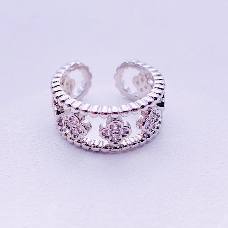 Кольцо с четырехлистным клевером женское, холодный ветер, ретро, простое, моцарелла, бриллиант, циркон, цыганская звезда, открытое кольцо на указательный палец