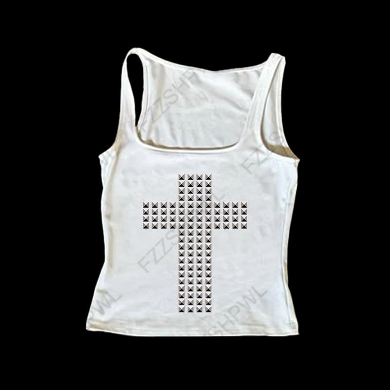 VAYLA Готическая Панк Рок Хип Хоп Женская Футболка с Коротким Рукавом Сексуальная Приталенная Шикарная Повседневная Базовая Металлический Декор Кроп-топы Y2K Эмо Одежда для Девушек