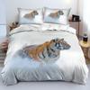 3D Tiger Bedding Set King Queen Full Twin Size Brown Animal Duvet Cover Jungle Wildlife Comforter Cover Polyester Quilt Cover