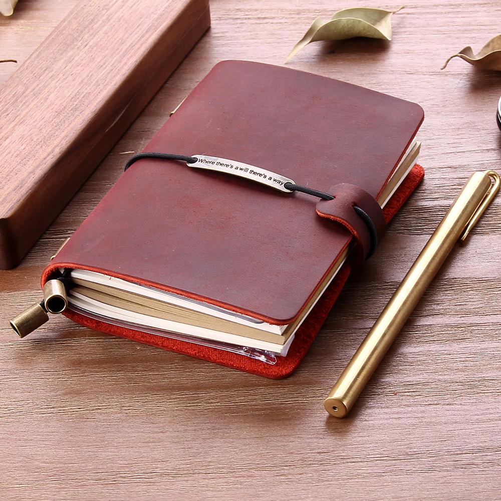Genuine Leather Retro Traveler Notebook - Crazy Horse Finish, High-end Business Planner with Engraved Logo