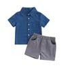 2Pcs Toddler Boys Beach Outfits Short Sleeve Floral/Dots Print Button Shirt + Shorts Set Summer Clothes