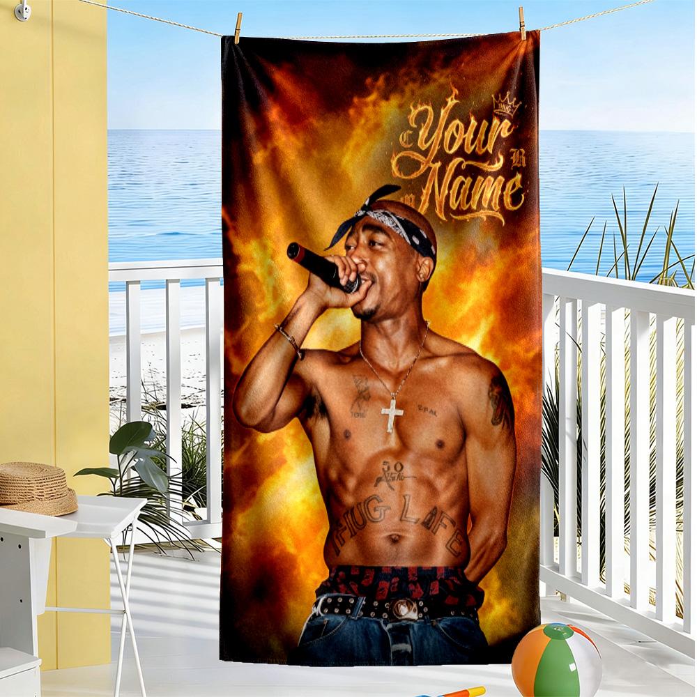 2pac Personalized Name Beach Towel Quick-Dry Soft Microfiber Portable for SwimmingBeachCamping Travel Beach AccessoriesGym