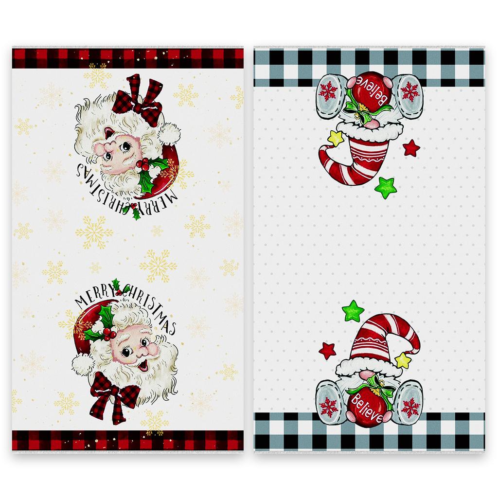 Microfiber Santa Claus Printed Towel, Kitchen Absorbent Small Towel, Hand Towel To Customize