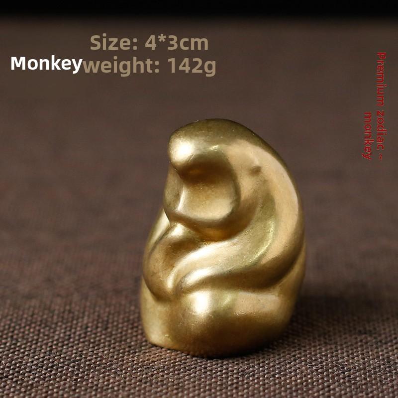 Pure copper creative cute 12 zodiac small ornaments mouse cow tiger rabbit dragon snake horse sheep monkey chicken dog pig exquisite high-end