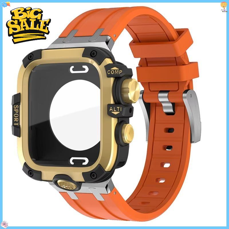 Чехол с полной защитой + ремешок для Apple Watch Ultra 3 2 49 мм Жесткий бампер Защитная пленка для экрана в стиле GWG для iWatch Series 11 10 46 мм 45 мм 4