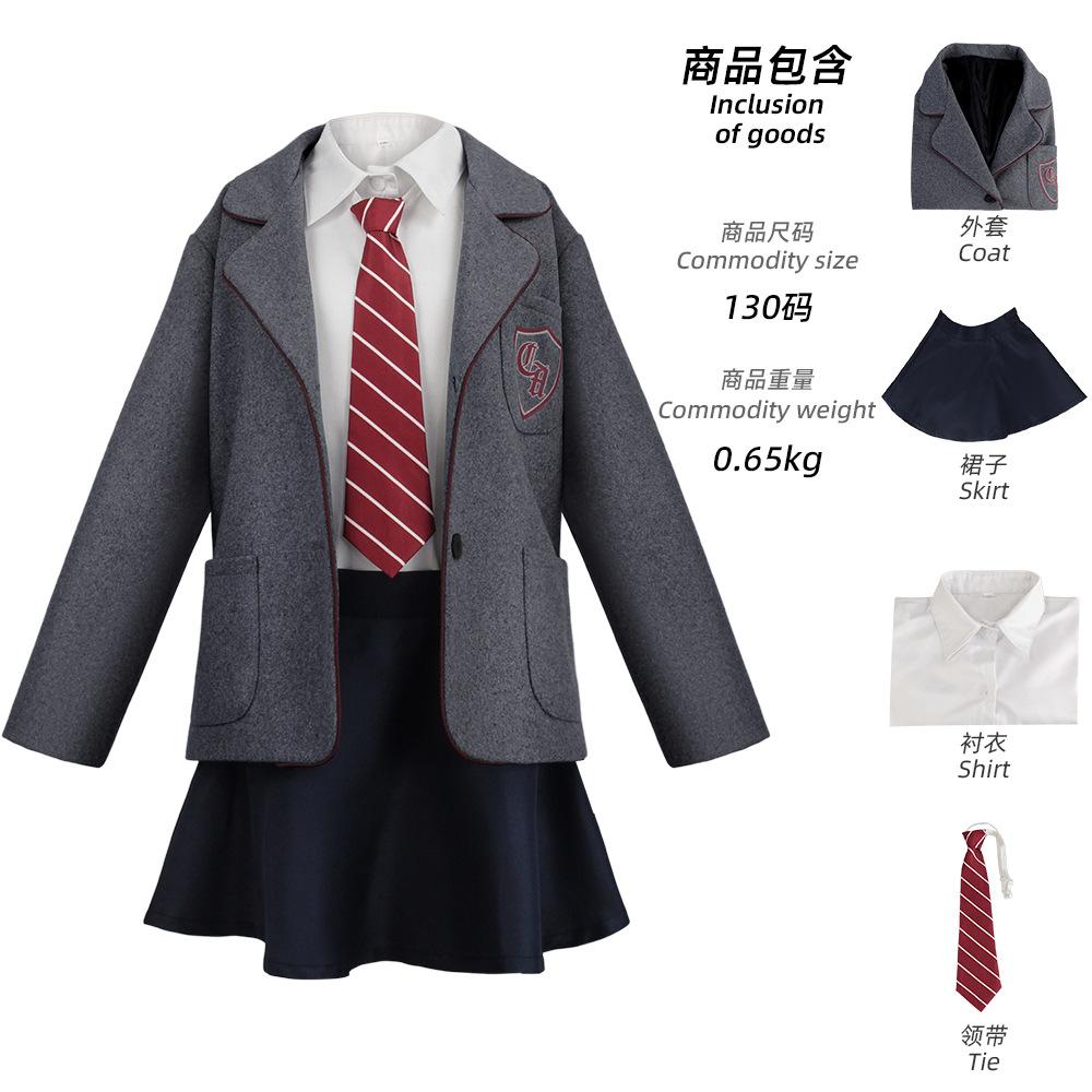 Movie Matilda Cosplay Costume Girls School Uniform Coat Skirt Roald Dahl's Matilda the Musical Halloween Cosplay Outfit for Kids