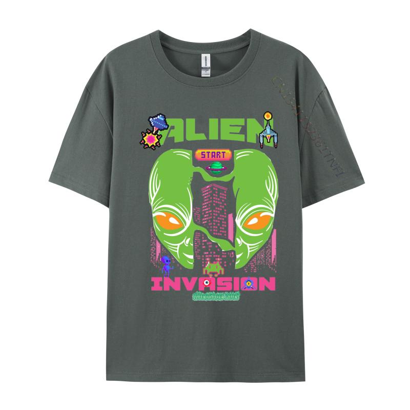 Brand Unisex T Shirt Printed Customized Top Tshirts Alien invasion retro T Shirts Round Collar Free Shipping
