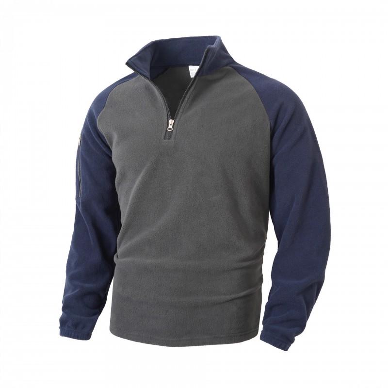 Mens Fleece Pullover Sweatshirt Winter Warm Loose Fit Casual Solid Contrast Color Hoodless Top