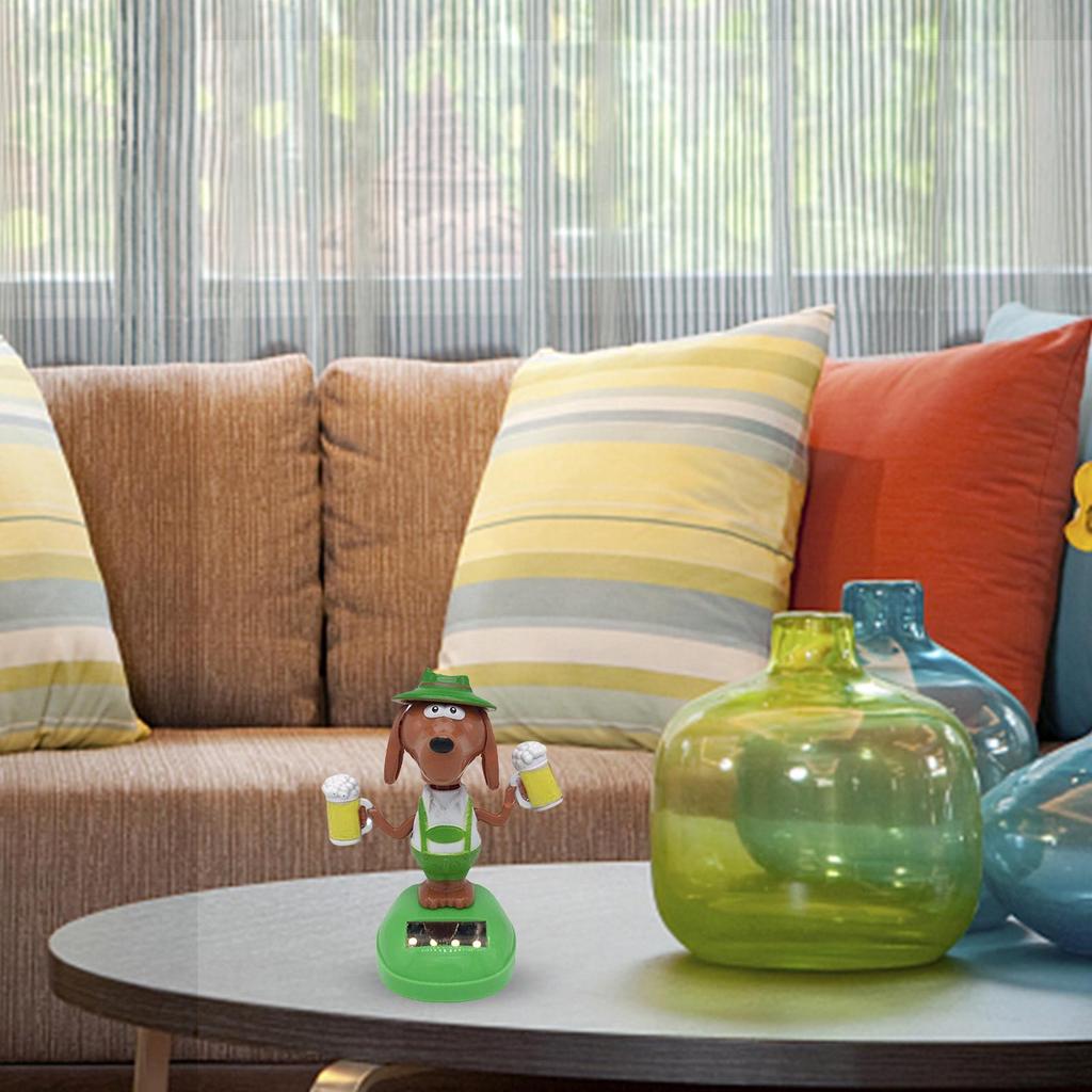 Car Decoration Bobble Head Toy Solar Powered Dancing Dog Cute Dog Swinging Animated Dancer Toy Solar Dashboard Doll for CarDecor