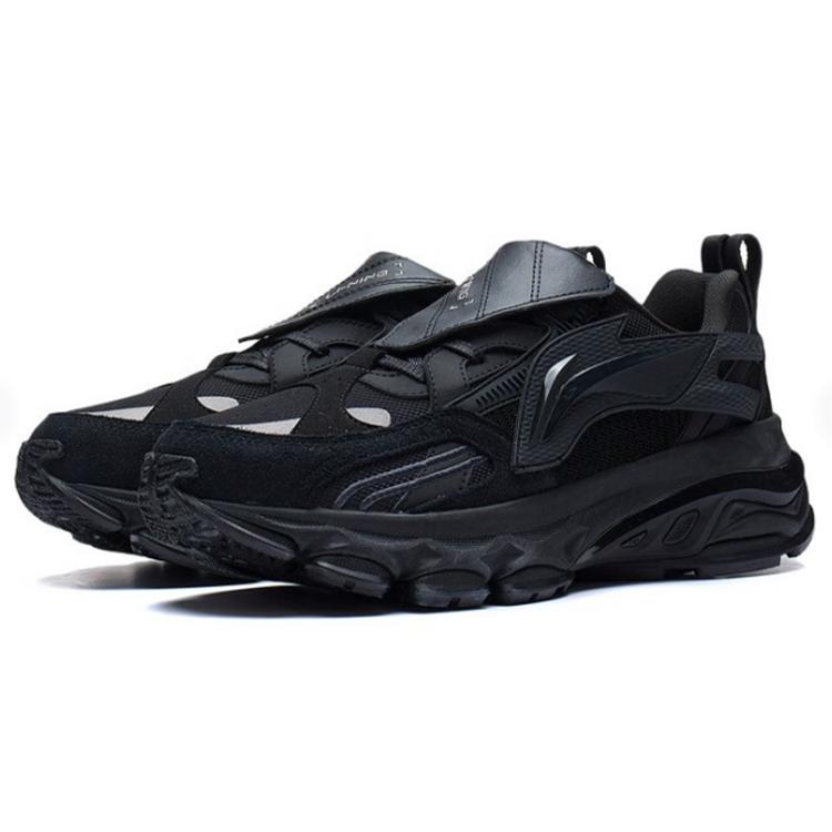 Li Ning Амортизирующие Скользкие Устойчивые к истиранию Светоотражающие Упругие Низкие Беговые Кроссовки Мужские Черные ARLS017-1