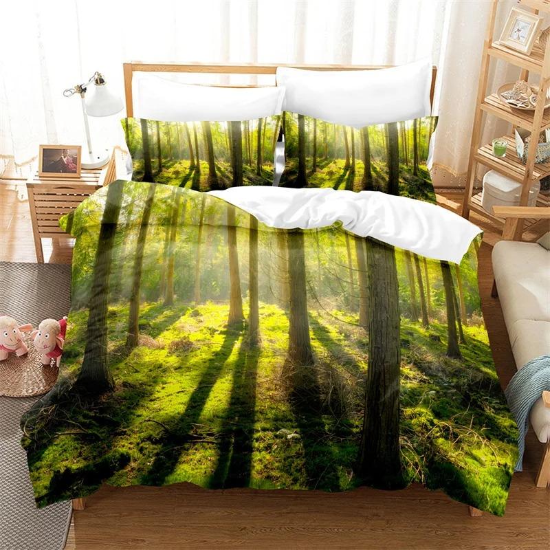 Natural Scenery Duvet Cover Set Forest Bedding Set Quilt Cover Queen Bed Luxury Comforter Bed Cover Set